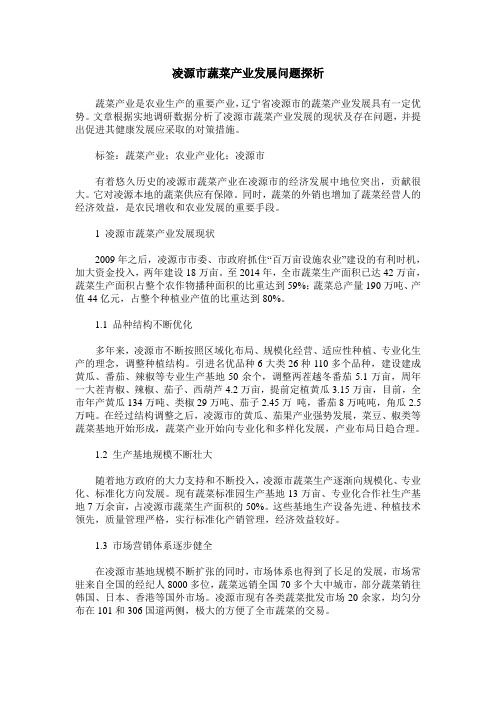 凌源市蔬菜产业发展问题探析