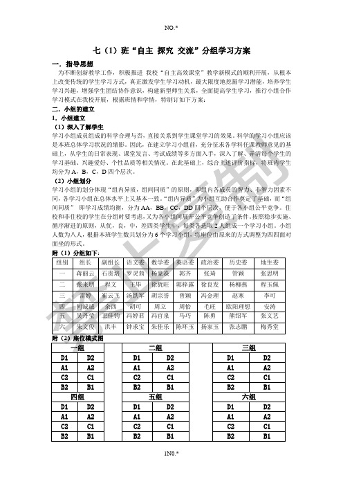 七(1)班课改分组方案