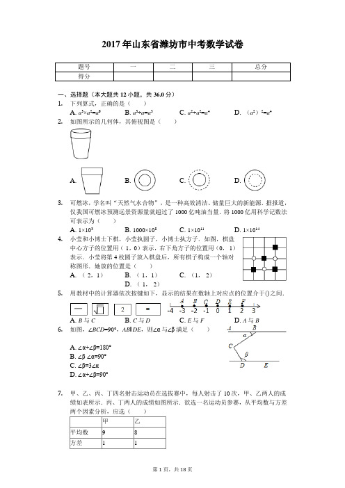 2017年山东省潍坊市中考数学试卷