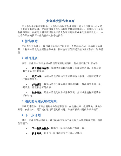 大创季度报告怎么写