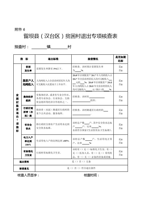 贫困村退出专项核查表