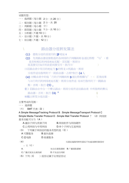 16年湘大计算机网络试题及答案