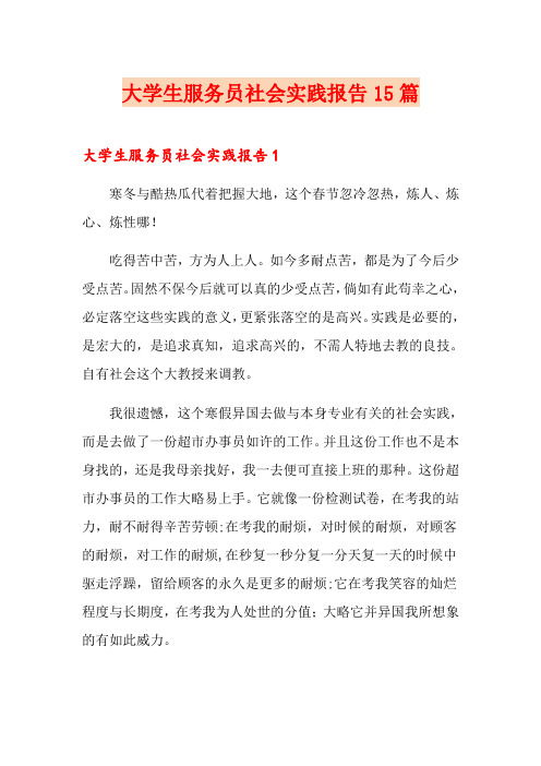 大学生服务员社会实践报告15篇