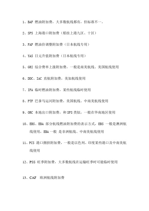 船公司术语一览