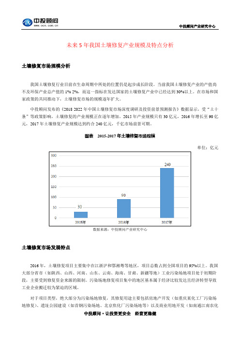 未来5年我国土壤修复产业规模及特点分析