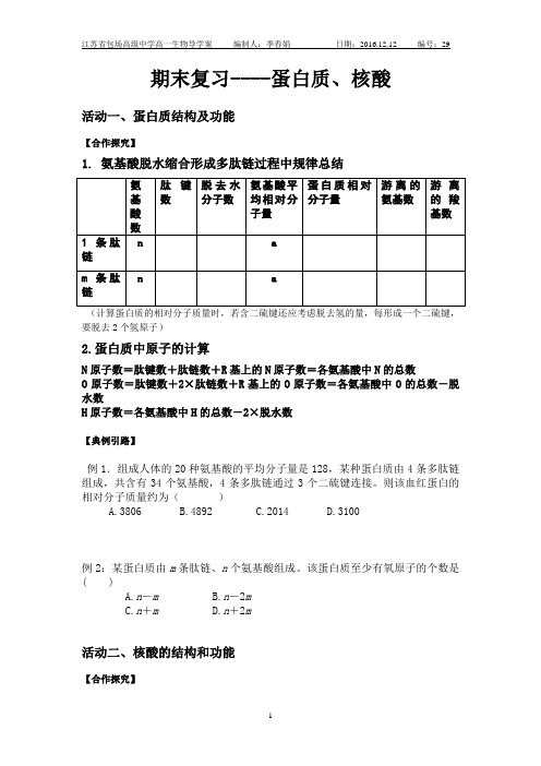 蛋白质、核酸(复习课)