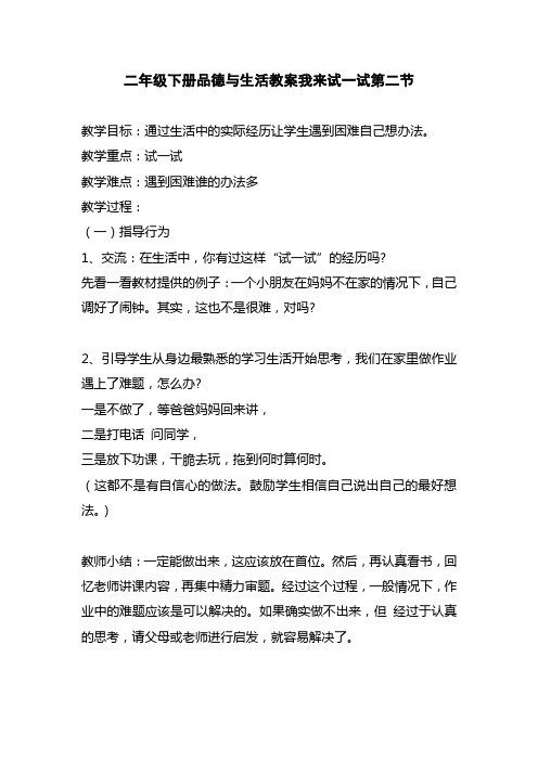 二年级下册品德与生活教案我来试一试第二节