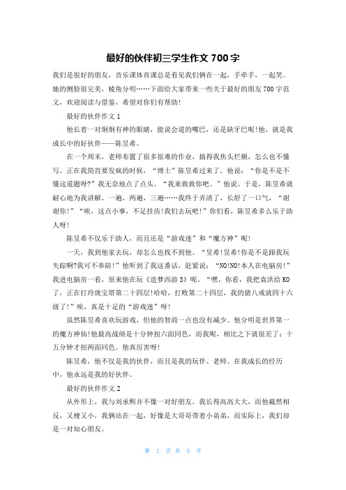 最好的伙伴初三学生作文700字