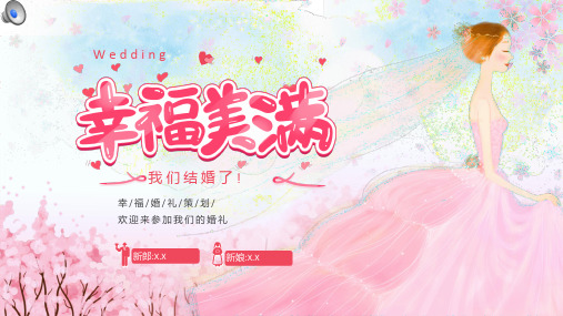 粉色卡通风婚礼活动策划通用ppt