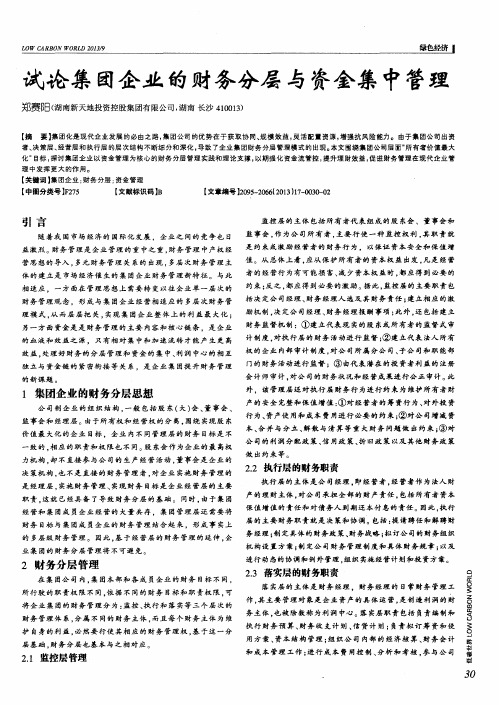 试论集团企业的财务分层与资金集中管理