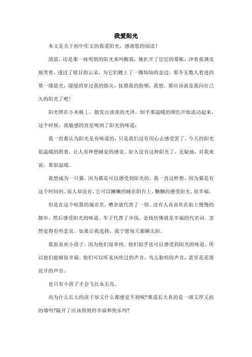 我爱阳光_初中作文