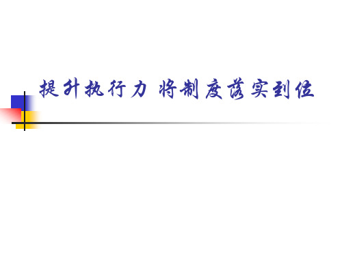 提升执行力将制度落实到位PPT课件