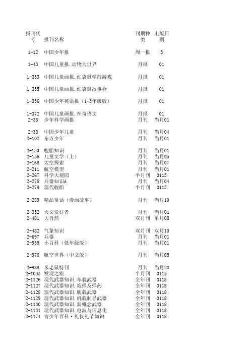 少儿报刊名称大全