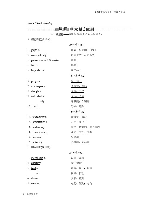 2020年高考一轮复习英语人教版：选修六 Unit 4 Global warming