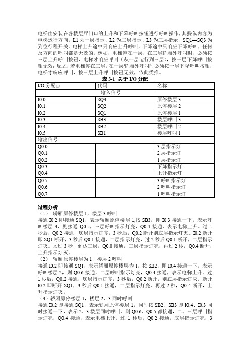 西门子PLC三层电梯控制