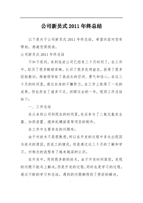 公司新员式2011年终总结