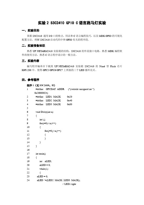 S3C2410 GPIO C语言跑马灯实验