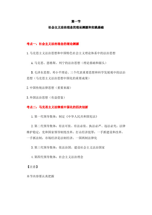 国家司法考试社会主义法治理念部分最新笔记