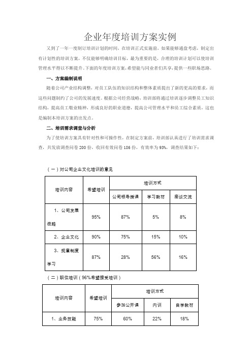 企业年度培训方案实例(6页)