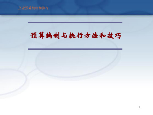 (精品) 预算编制与执行方法和技巧 PPT课件