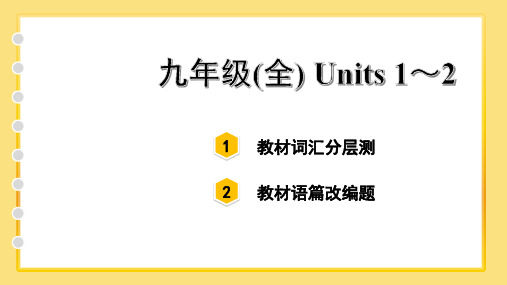 中考英语总复习单词词汇分册分层测验初中人教版教材九年级(全)Units 1~2