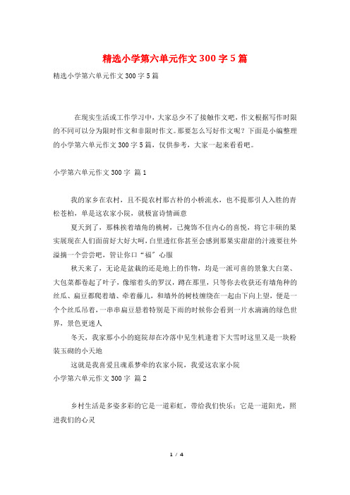 精选小学第六单元作文300字5篇