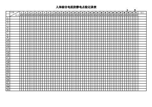 人体综合电组防静电点检记录表