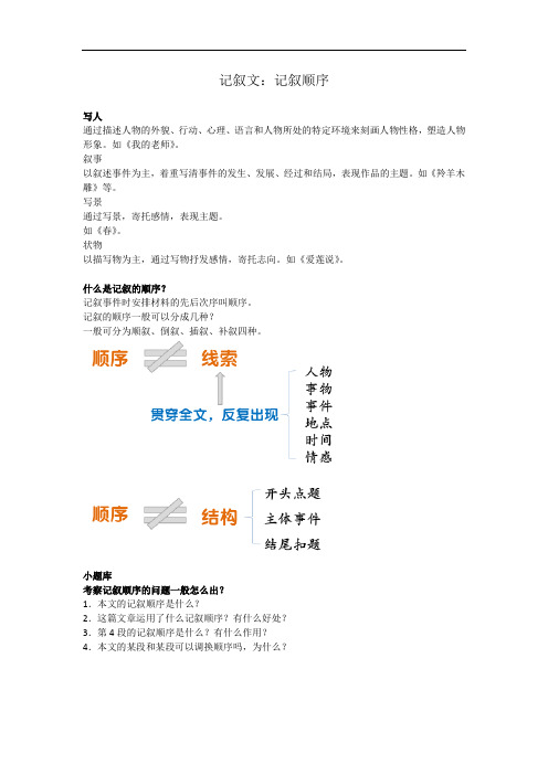 六年级下册语文讲义-小升初阅读：记叙顺序 部编版