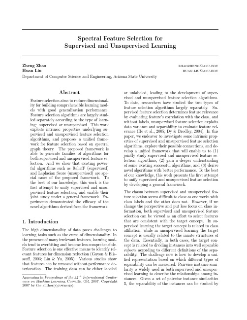 Spectral Feature Selection for Supervised and Unsupervised Learning