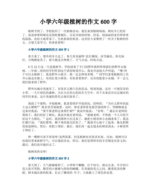 小学六年级植树的作文600字