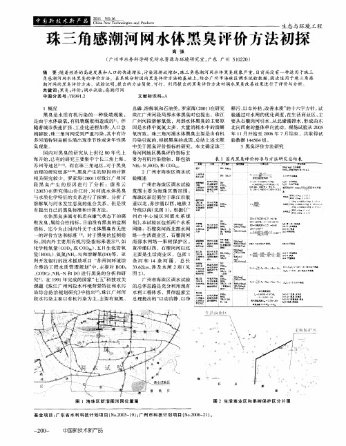 珠三角感潮河网水体黑臭评价方法初探