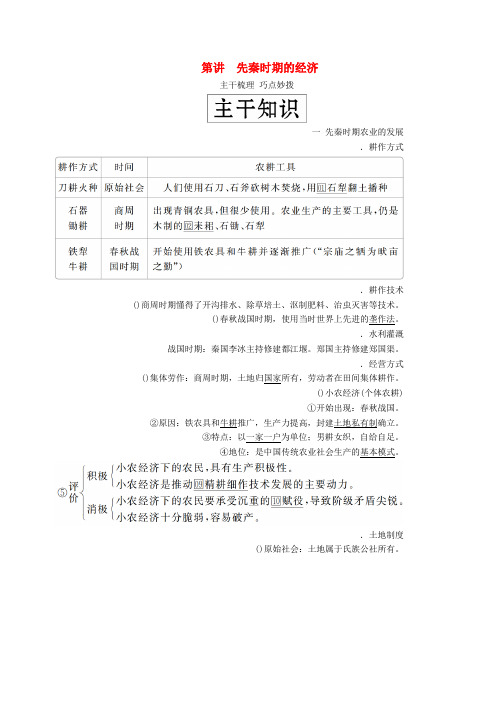 精选-通史版2020年高考历史一轮复习第一部分第一单元古代中华文明的起源与奠基__先秦第2讲先秦时期的经济学