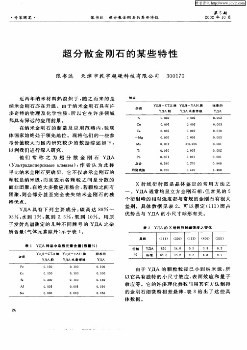 超分散金刚石的某些特性