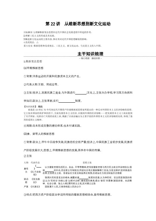 2020届高考一轮复习通史版历史：第22讲从维新思想到新文化运动