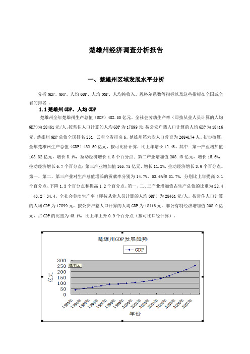 楚雄州经济调查分析报告