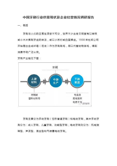 中国牙刷行业供需现状及企业经营情况调研报告