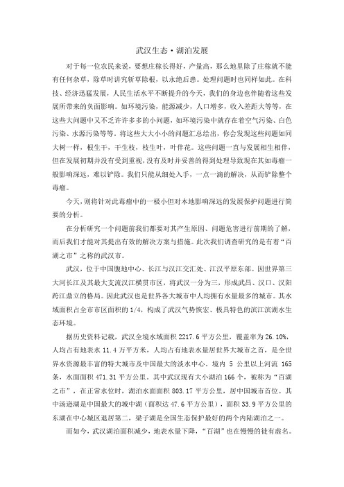 论武汉生态湖泊发展