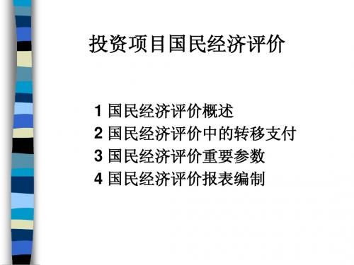 东南大学工程经济学 7 投资项目国民经济评价
