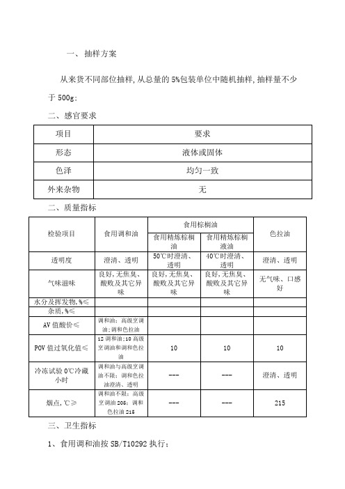 食用油检验标准