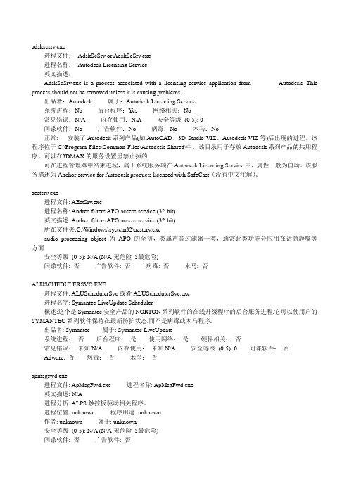 vista系统进程详细解释