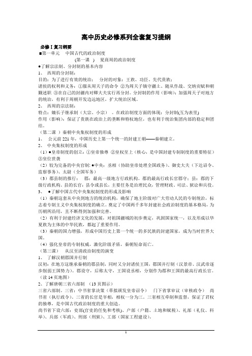 高中历史必修系列全套复习提纲