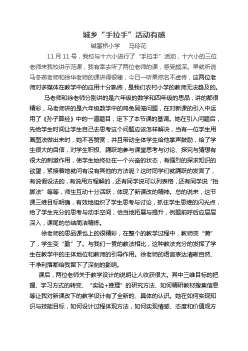 手拉手活动有感