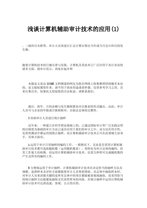 浅谈计算机辅助审计技术的应用(1).