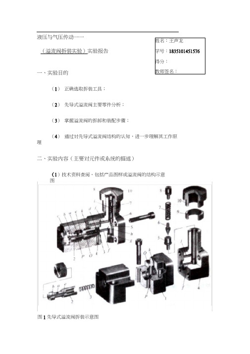 溢流阀拆装拆装实验报告.docx