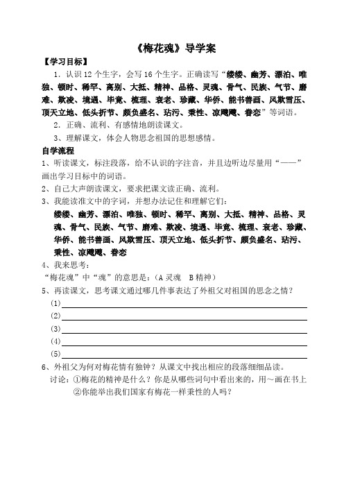 梅花魂导学案