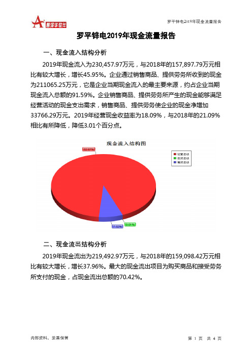 罗平锌电2019年现金流量报告