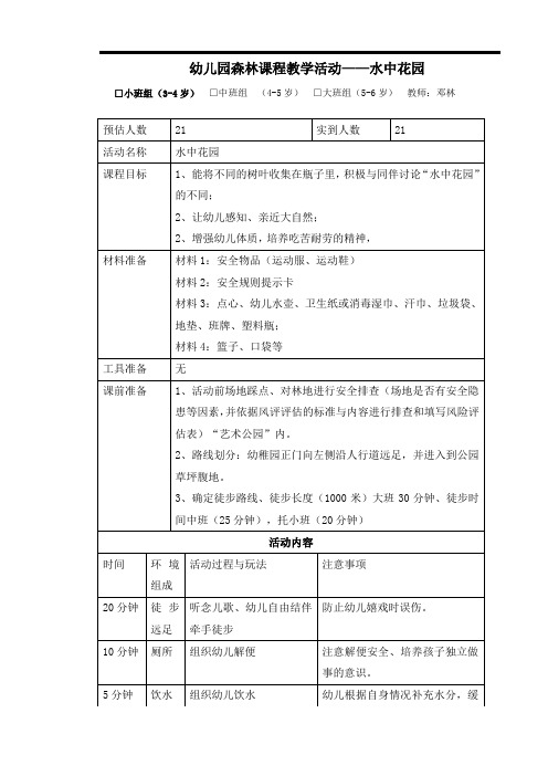 幼儿园森林课程教学活动——水中花园