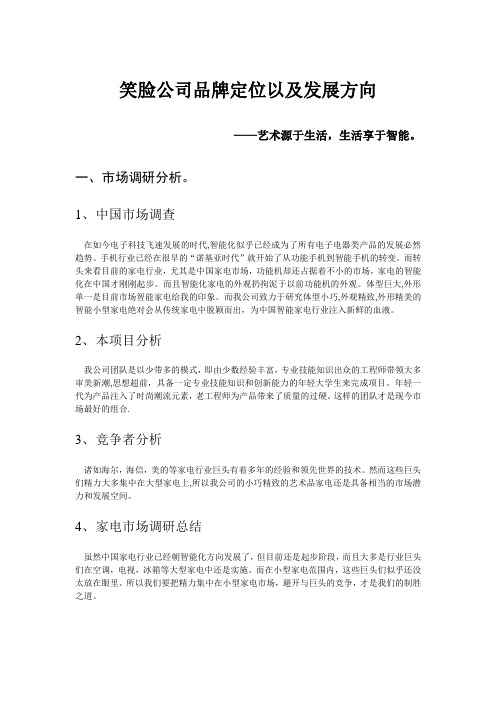 公司品牌定位以及发展方向