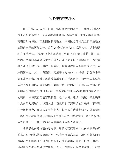 记忆中的相城作文精选
