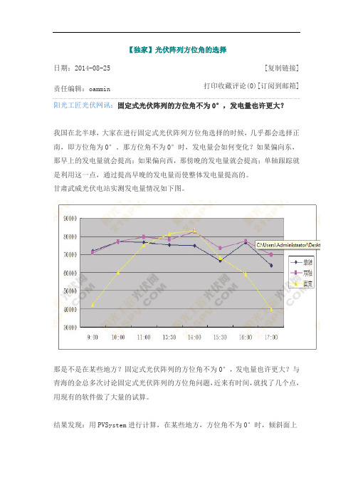 光伏阵列方位角如何选择？剖析